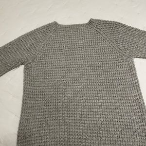 Cuyana baby alpaca waffle knit chunky gray sweater